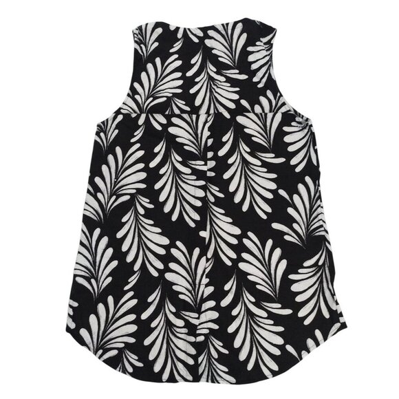Ellen Tracy Black & White Sleeveless Floral Print Linen Blend Top Womens Size S. - Picture 2 of 8